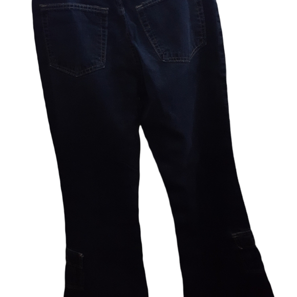 Womens sz 11 100% cotton y2k Liquid x wide leg Jeans Denim dark wash pants - Picture 7 of 8